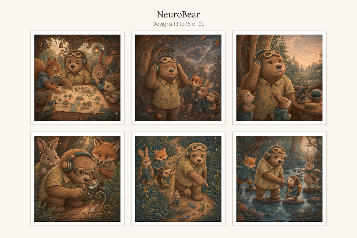 NeuroBear Storybook Set of 30, an Animal Illustration by LanternkinStudio (Photo 8 of 14)