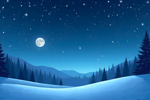 Winter Night with Stars HD Backgrou, a Photo by LOGOCREATIVE