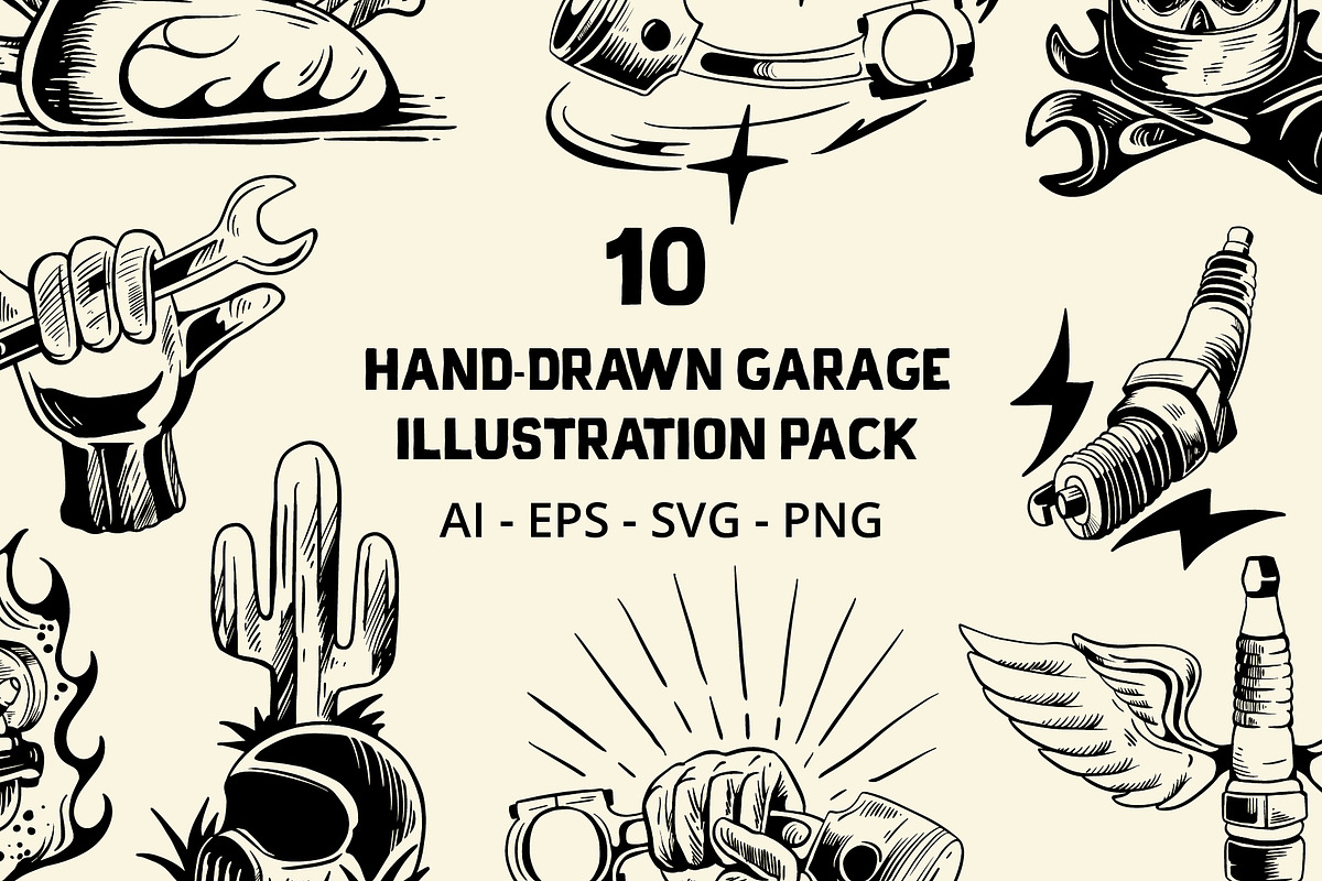 Hand Drawn Garage Illustration Pack, an Object Illustration by Pokal Studio (Photo 1 of 6)