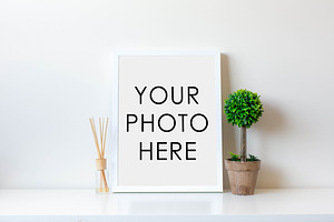 White Frame With Topiary & Diffuser