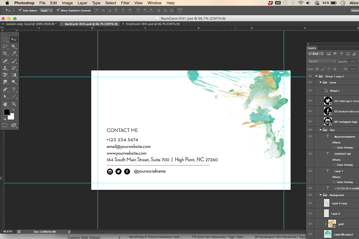 Abstract Water Colour Namecard- ID41, a Business Card Template by AIW SOLUTIONS (Photo 5 of 5)