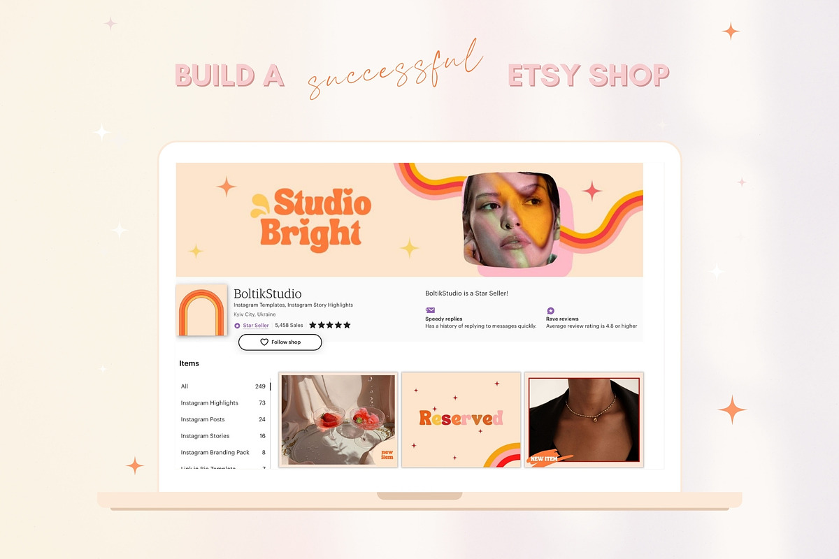 Retro Etsy Shop Branding Kit, a Websites & App Template by Boltik Studio (Photo 7 of 7)
