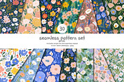 vintage seamless floral pattern set, a Pattern Graphic by Patishop Art (Thumbnail 1 of 14)