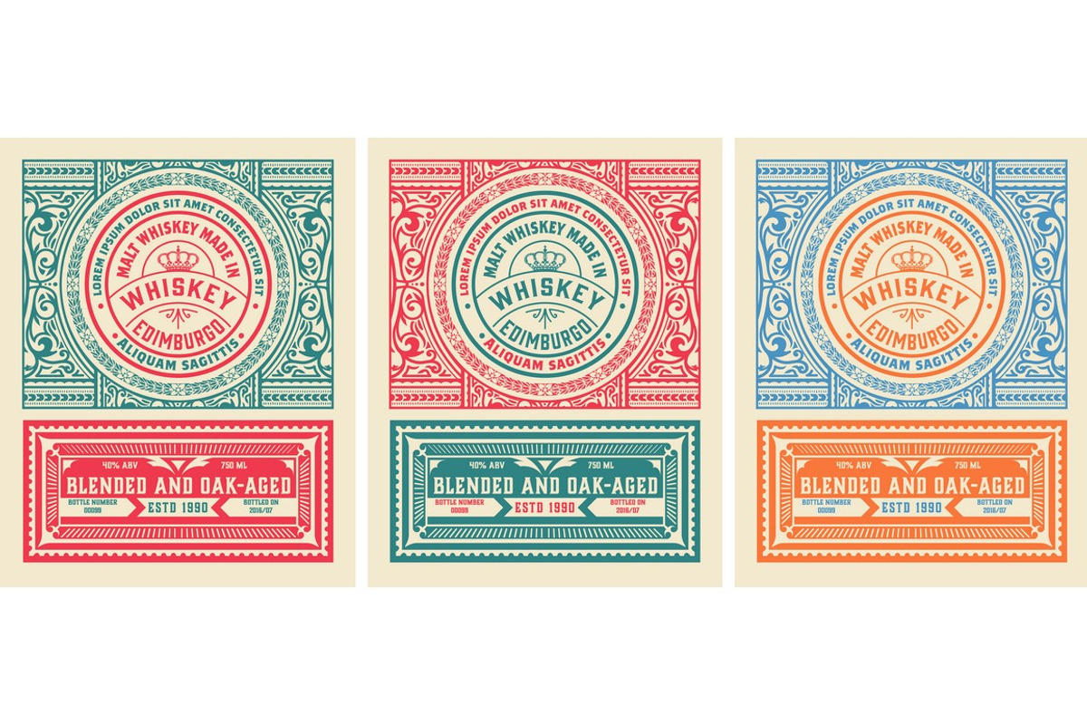 Vintage labels for whiskey or other, a Flyer Template by OneVectorStock