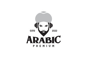 Man Arabic With Headset Music Logo