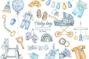 Watercolor boho nursery clipart