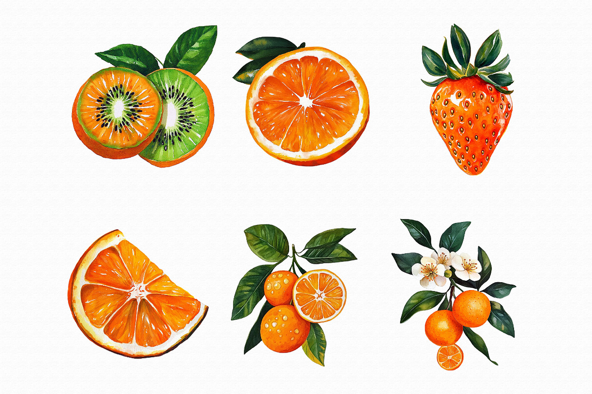 Watercolor Orange Fruit's Clipart PN, an Illustration by Libby Wishes (Photo 4 of 4)