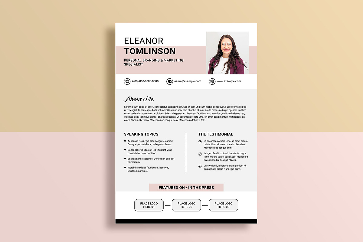 Speaker One Sheet Template preview 2