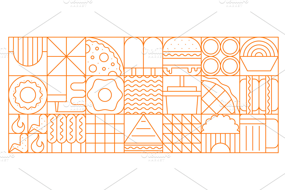 Fast food abstract pattern, a Food Illustration by Vector Tradition
