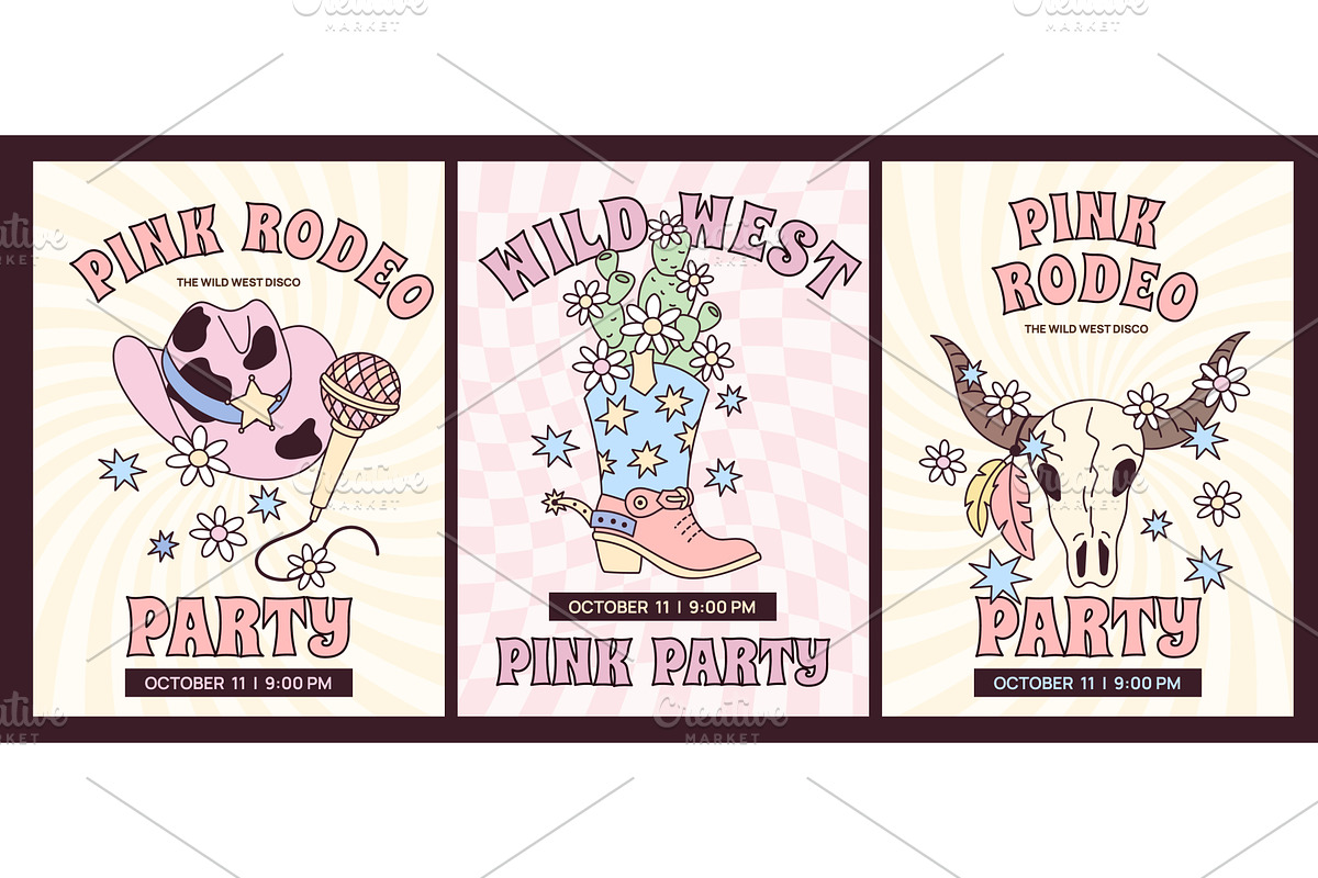 Cowgirl party cards. Wild west girly, an Animal Illustration by YummyBuum