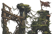 Fantasy Lost Civilization Stone 2d, a Decorative Illustration by 3D assets for your awesom (Thumbnail 1 of 3)