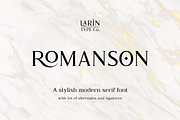 Romanson, a Serif Font by Larin Type Co. (Thumbnail 1 of 14)