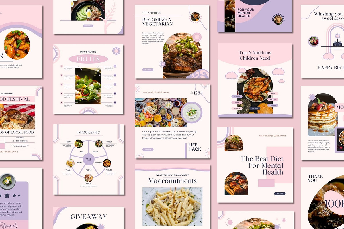 Food Blogger Social Media Templates, a Social Media Template by BoontenStudio (Photo 4 of 7)