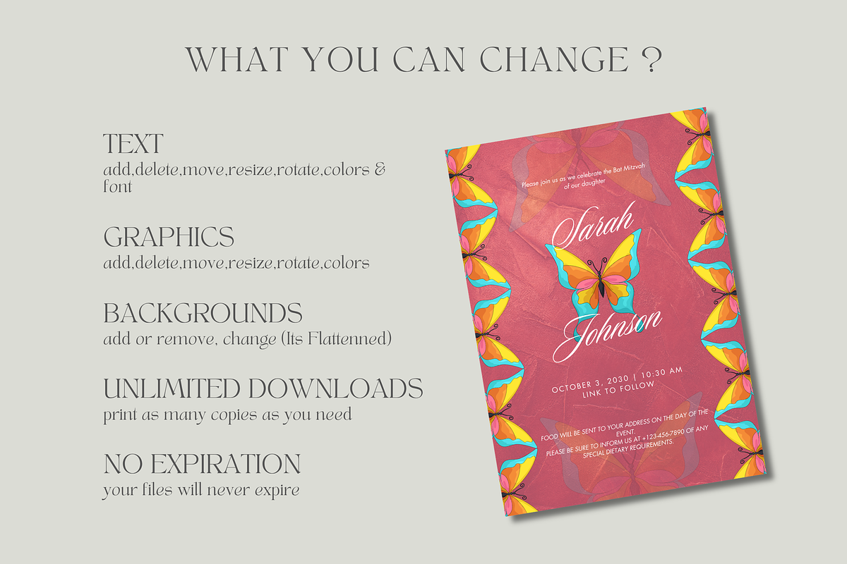 Butterfly Wedding Invite Template, an Invitation Template by InvitingStorys (Photo 10 of 11)