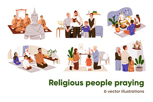 Religious people praying set, a Person Illustration by Good Studio