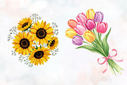 Spring Flowers Bouquet Clipart, an Illustration by RobertsArt (Thumbnail 2 of 7)