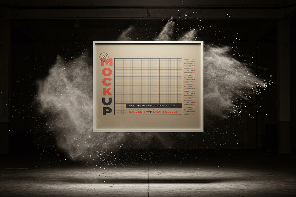 Floating Poster Mockups with Dust, a Mockup by Luuqas Design (Photo 5 of 8)