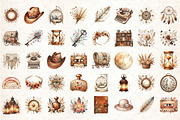 Boho Vibes Vintage Elements Clipart, an Illustration by DreamCafeArt (Thumbnail 2 of 6)