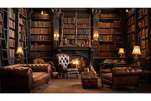 reading vintage library ai generated, an Arts & Entertainment Photo by pikepicture