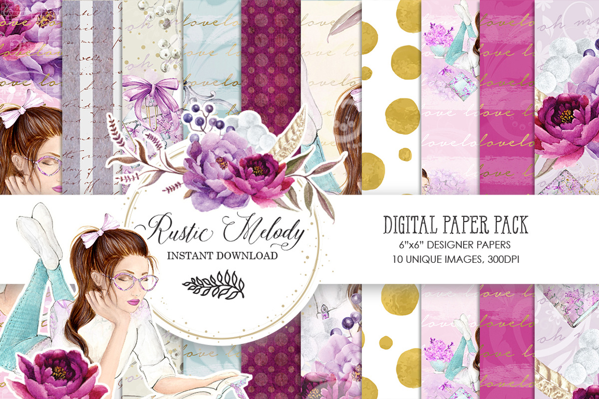 PLANNER GIRL DIGITAL PAPER PACK, a Pattern Graphic by rusticmelody (Photo 1 of 2)
