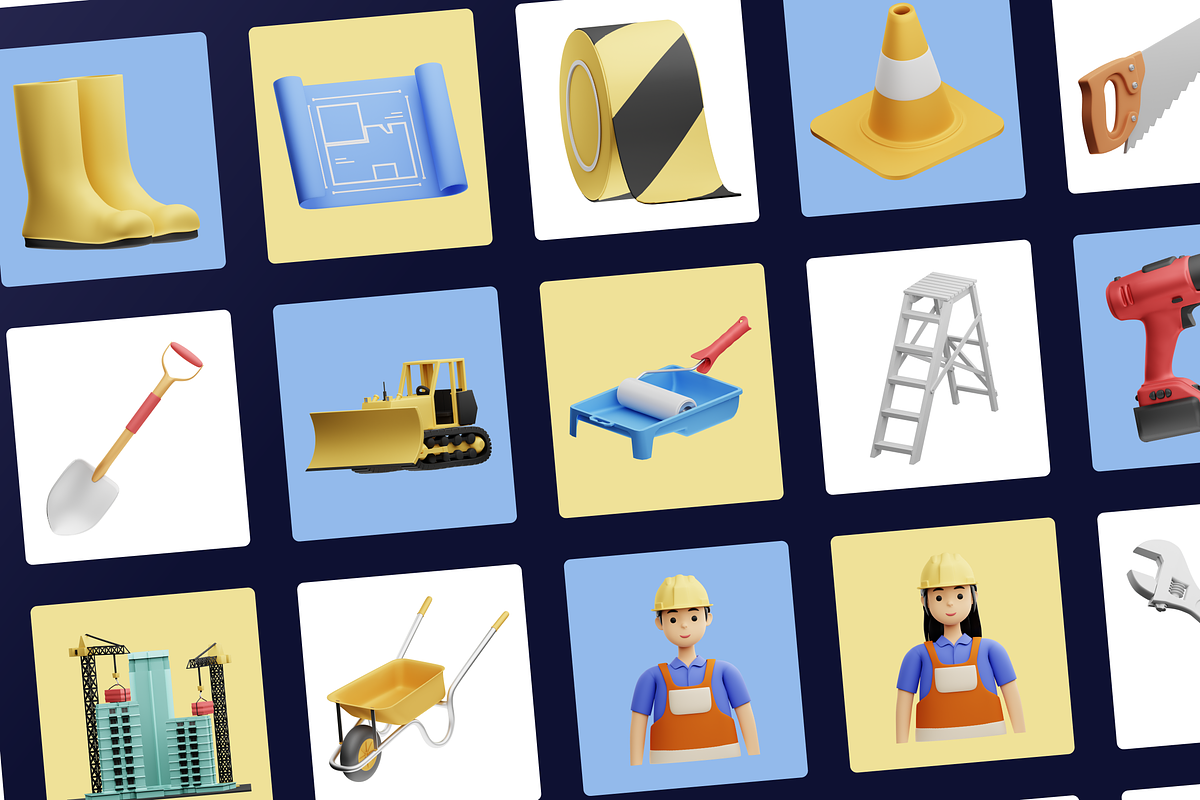 3D Construction Icons, an Architecture 3D Model by Flat Icons (Photo 7 of 7)