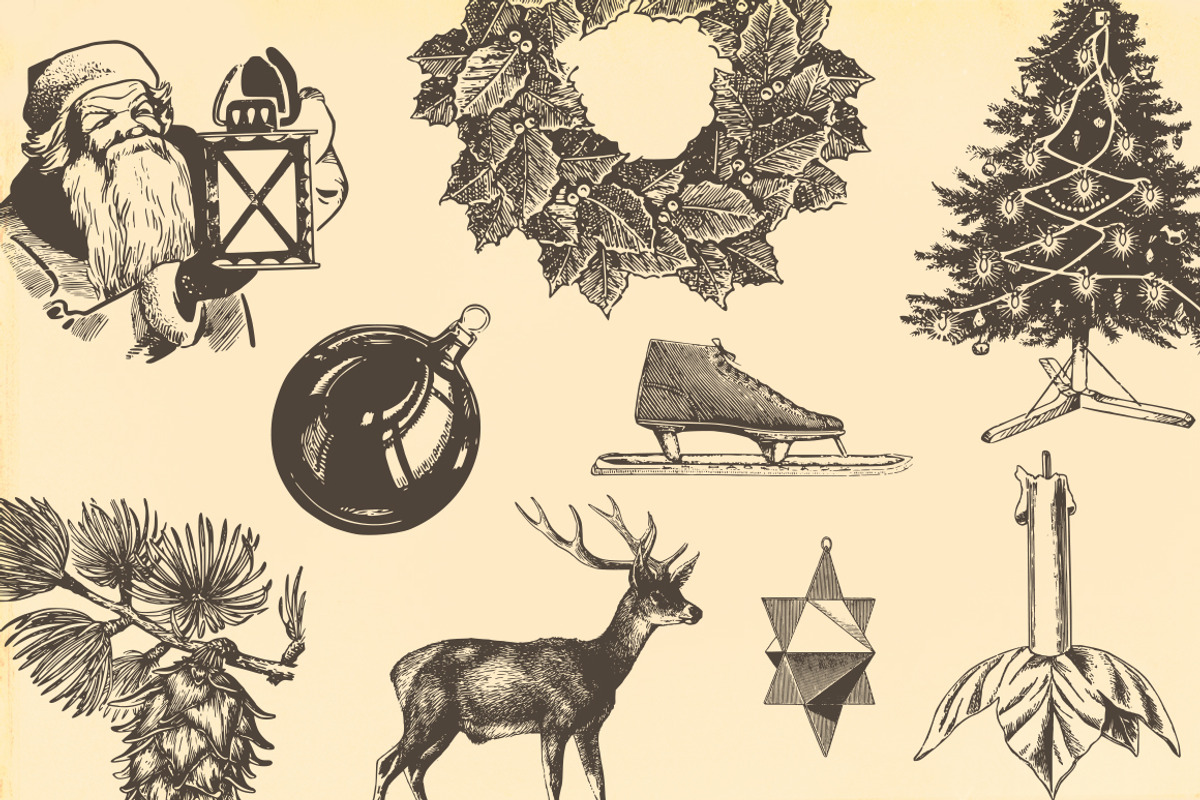 Vintage Christmas Bundle 300+, an Illustration by Retro Machine (Photo 2 of 14)