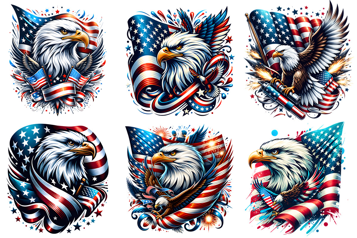 4th of July Patriotic Eagle USA Flag, an Animal Illustration by Creative Arslan (Photo 2 of 7)
