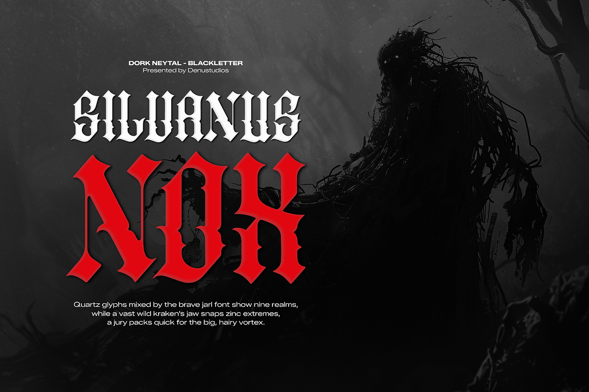 Dork Neytal | Black Metal Font, a Blackletter Font by Denustudios (Photo 3 of 12)
