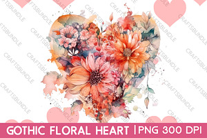 Gothic Floral Heart Clipart