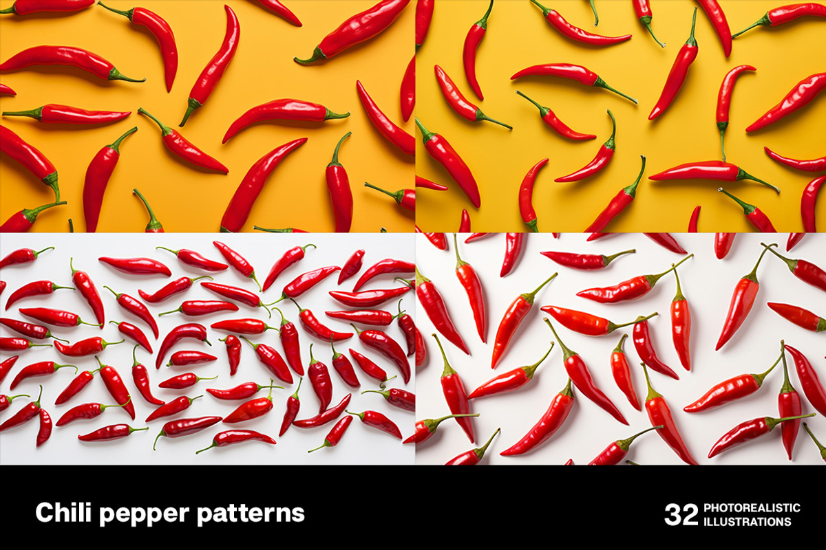 Chili pepper patterns - 32 images, a Food Illustration by Handmadefont (Photo 4 of 11)