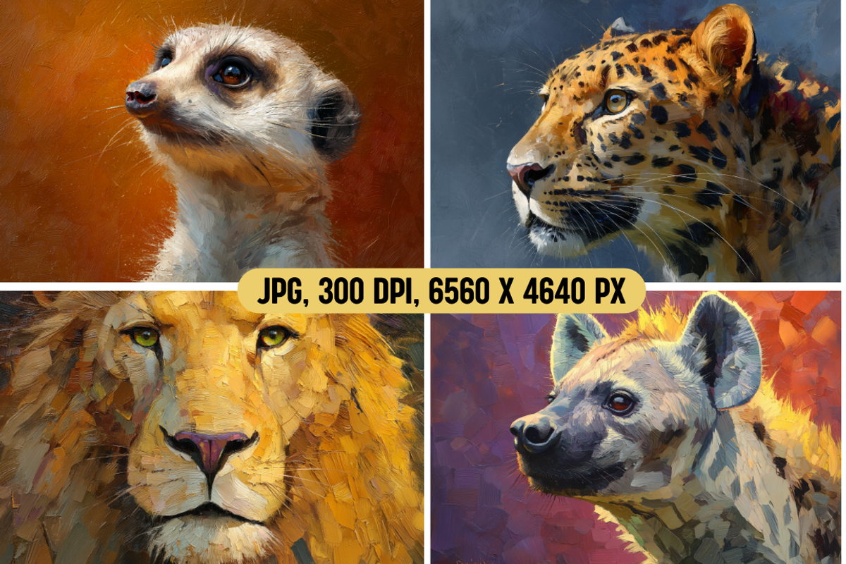 Painterly African Animal Portraits, an Animal Illustration by PrintHaven Designs (Photo 5 of 11)