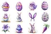 Watercolor Purple Easter Clipart, an Illustration by Dream Creation (Thumbnail 2 of 7)
