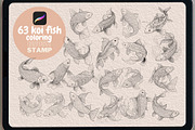 63 koifish Coloring   brush stamp, a Brush Add-On by TaKong Magics (Thumbnail 1 of 4)