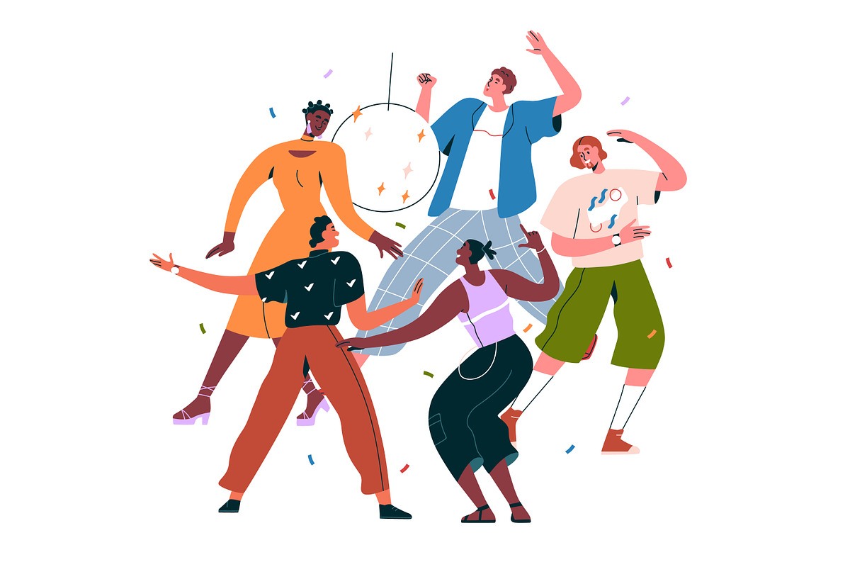 Happy people dancing at party set, a Person Illustration by Good Studio (Photo 9 of 14)