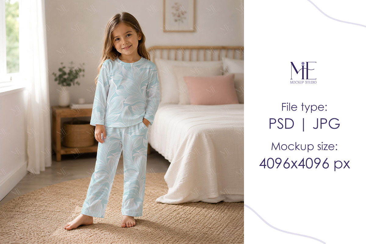 Kid Pajama Mockup, Lounge Set Mockup, a Shirt Mockup by Mie Mockup Studio (Photo 7 of 7)
