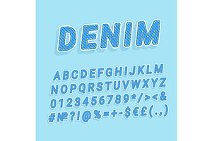 Denim Vintage 3d Vector Alphabet Set