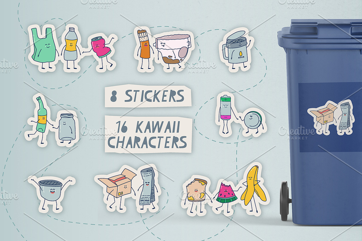 Waste sorting stickers, a Decorative Illustration by Popova (Photo 2 of 6)