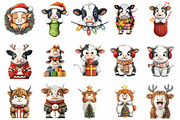 Funny Christmas Cow Clipart PNG, a Seasonal Illustration by designcity5 (Thumbnail 2 of 5)