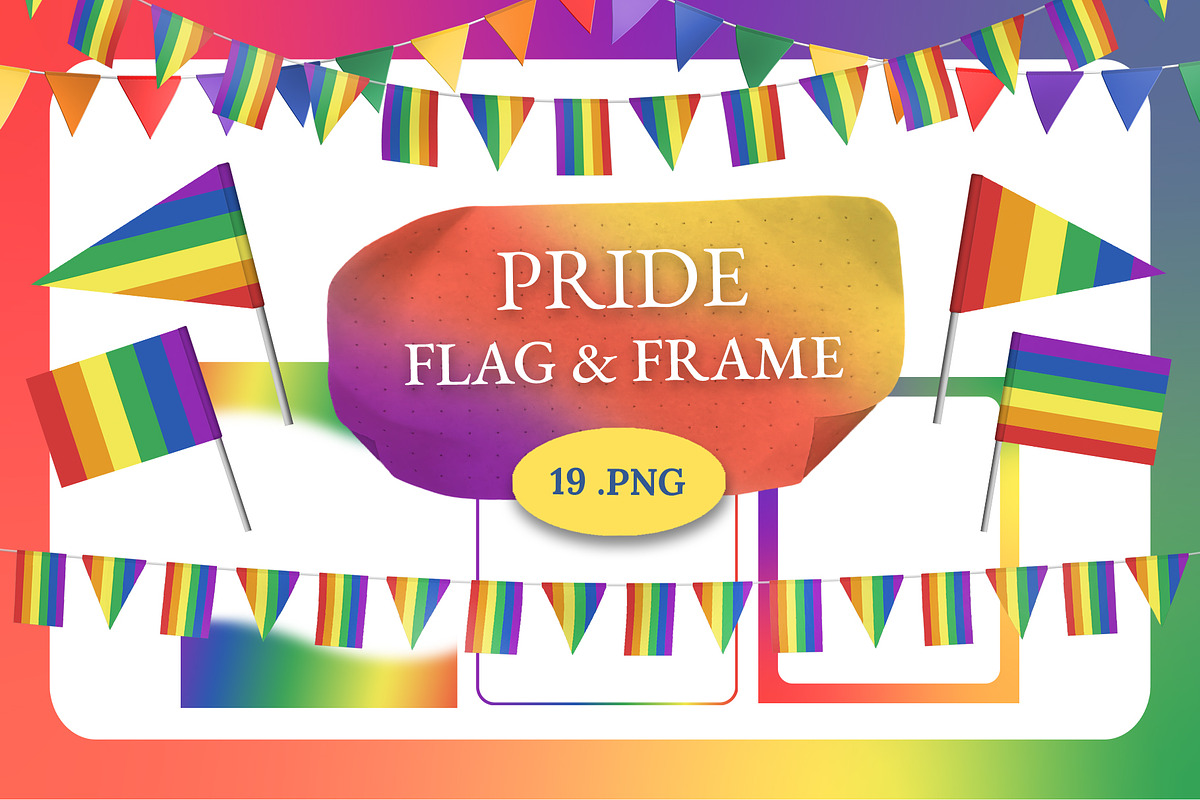 Pride Flag & Frame – Rainbow Clipart, an Illustration by aniunova (Photo 1 of 5)