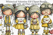 Whimsical Valentine Elf Clipart, an Illustration by Canvas Craft (Thumbnail 1 of 6)