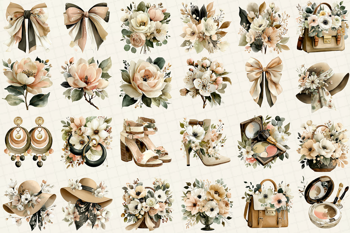 Stylish Watercolor Clipart Set, an Illustration by DreamCafeArt (Photo 3 of 6)