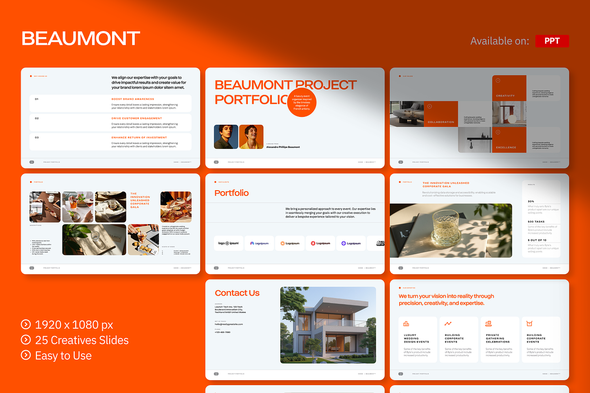 Beaumont Portfolio Powerpoint, a Presentation Template by Unich Design Bureau (Photo 1 of 8)