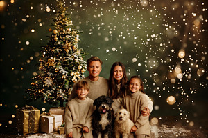 Falling Snow Christmas Tree Backdrop
