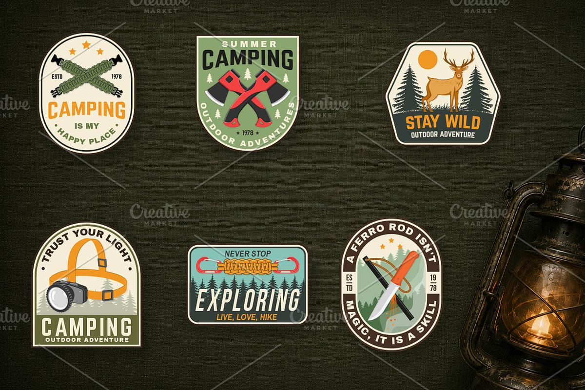 12 Retro Outdoor Adventure Badges, an Object Graphic by sivVector (Photo 3 of 3)