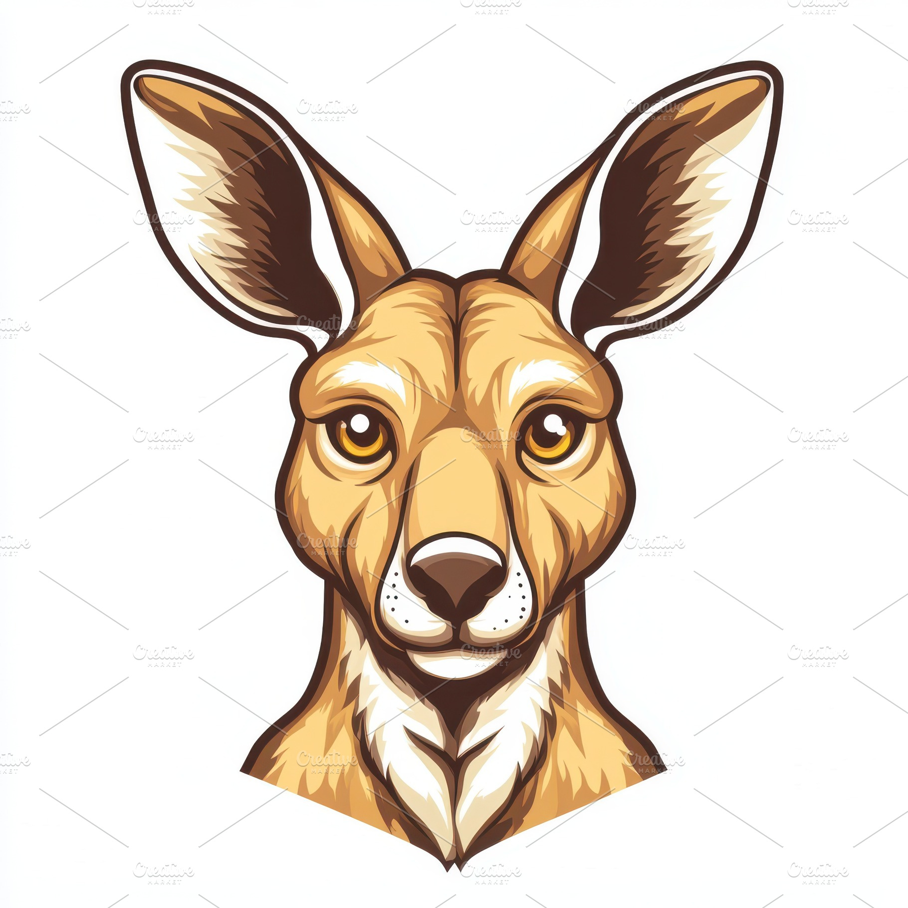 Kangaroo head mascot logo, vector st, an Animal Photo by Pixeness Studio