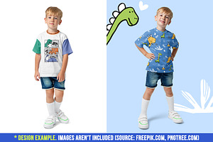 Realistic Kids Boy T-Shirt Mockups