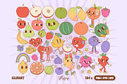 Groovy Retro Fruit Characters bundle, a Food Illustration by Huxmay (Thumbnail 5 of 7)