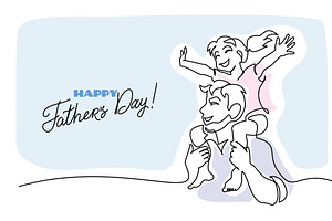 Father dad carries daughter on his, a Person Illustration by Valenty
