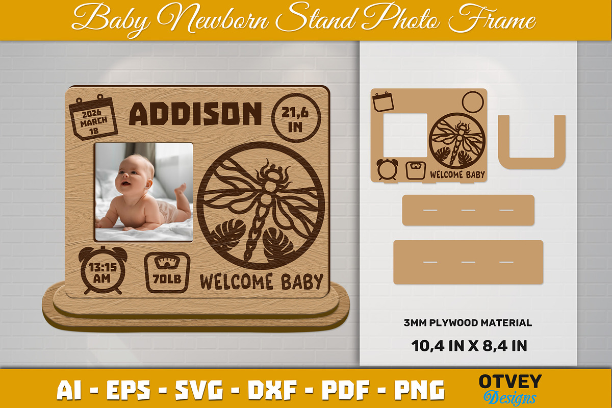 Baby Newborn Stand Dragon Fly Laser, an Object Graphic by OTVEY DESIGN (Photo 3 of 13)