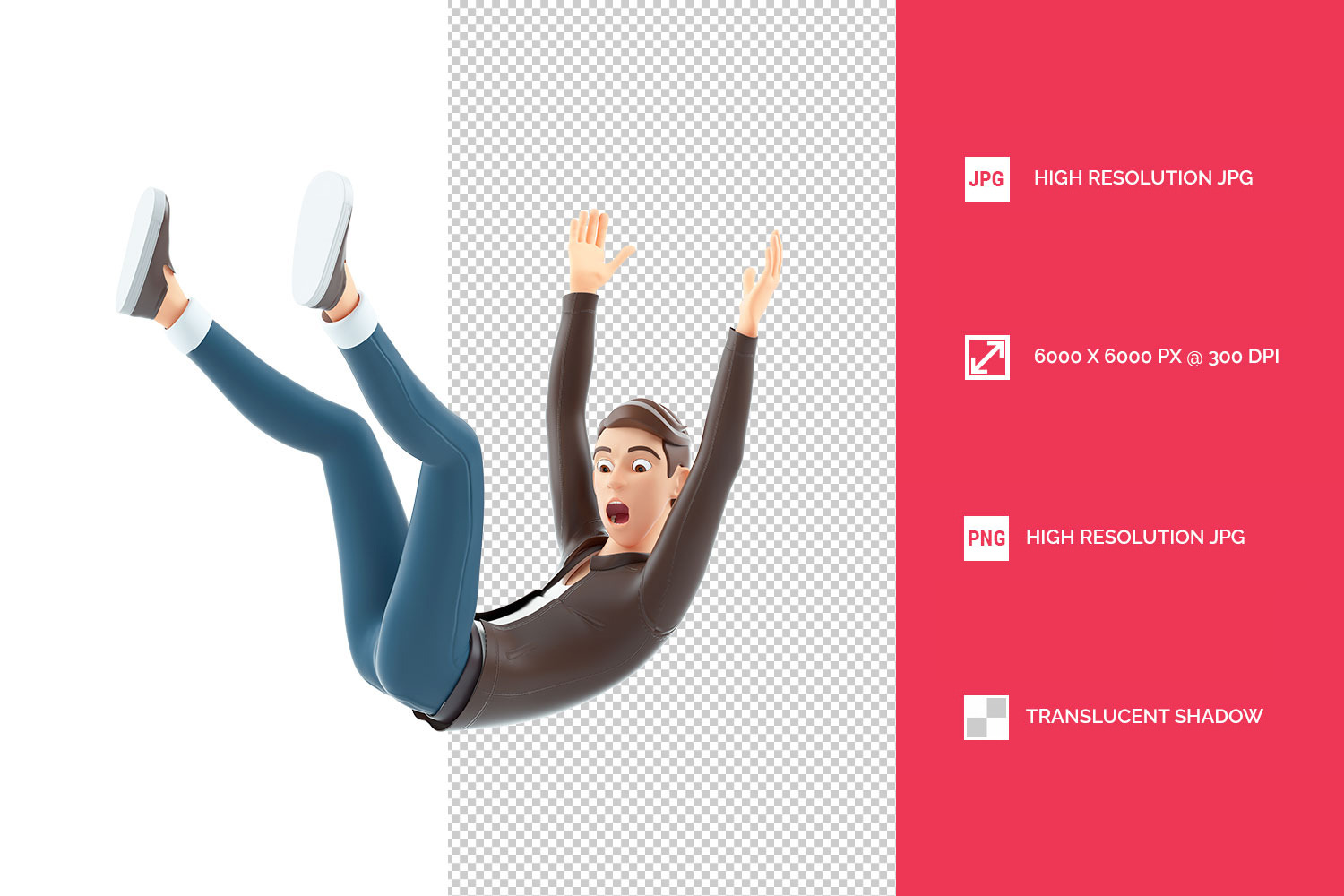 3D Cartoon Man Falling from Height, a Person Illustration by 3DMask